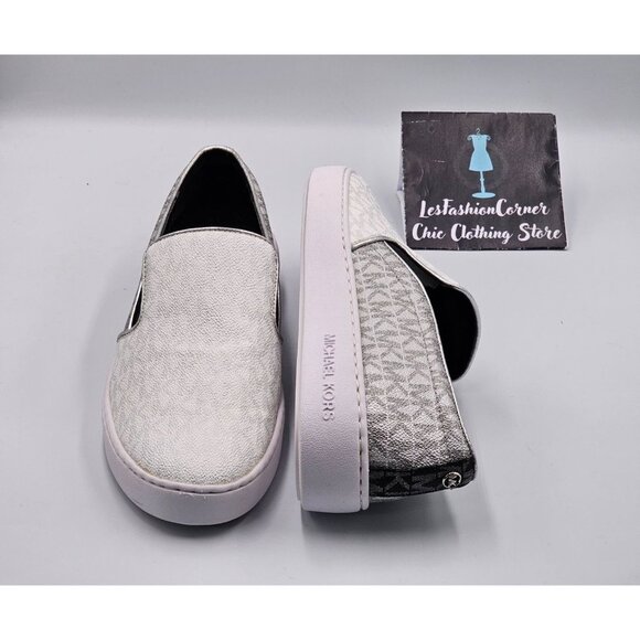 Michael Kors  Women's White/Grey Keaton Slip-On Sneakers Size 10M 2961 - Picture 10 of 16